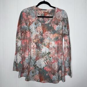 Soft Surroundings Women’s Pastel Watercolor Floral Long Sleeve Top Size Medium